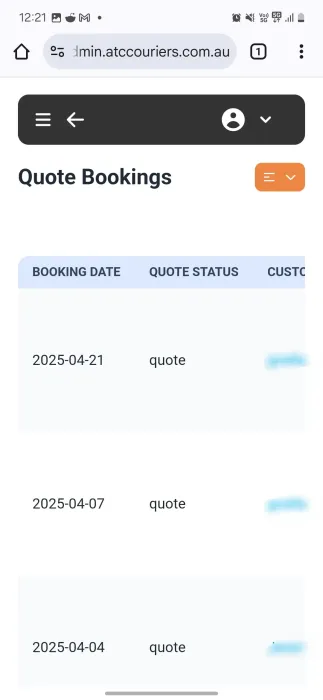 Mobile Quote Bookings